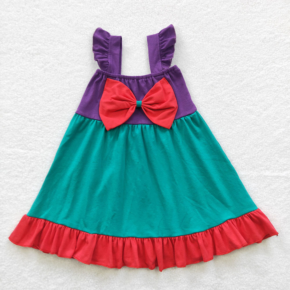 Baby Girls Princess Sibling Bow Summer Knee Length Dresses