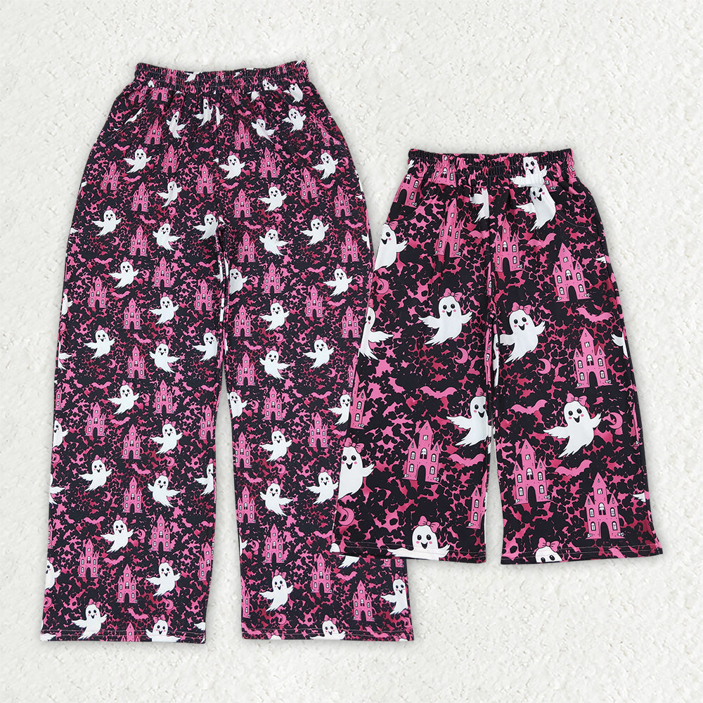 Mama and Me Girls Castles Bats Ghosts Pockets Halloween Flare Pants Bottom