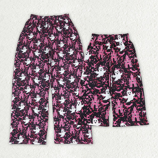 Mama and Me Girls Castles Bats Ghosts Pockets Halloween Flare Pants Bottom