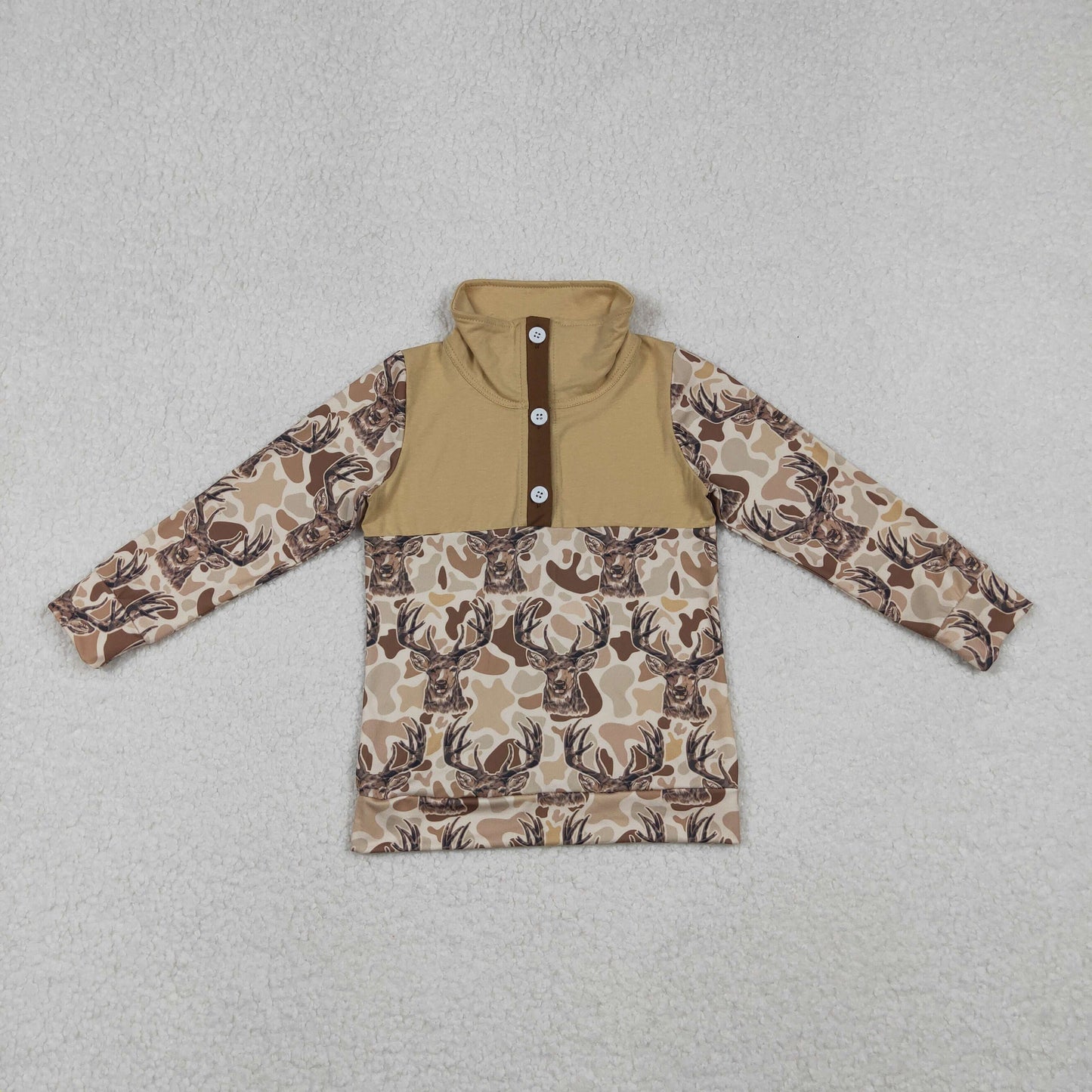 Baby Boys Khaki Camo Deer Button Hunting Pullovers Top