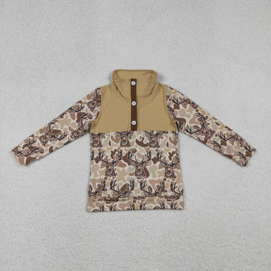Baby Boys Khaki Camo Deer Button Hunting Pullovers Top