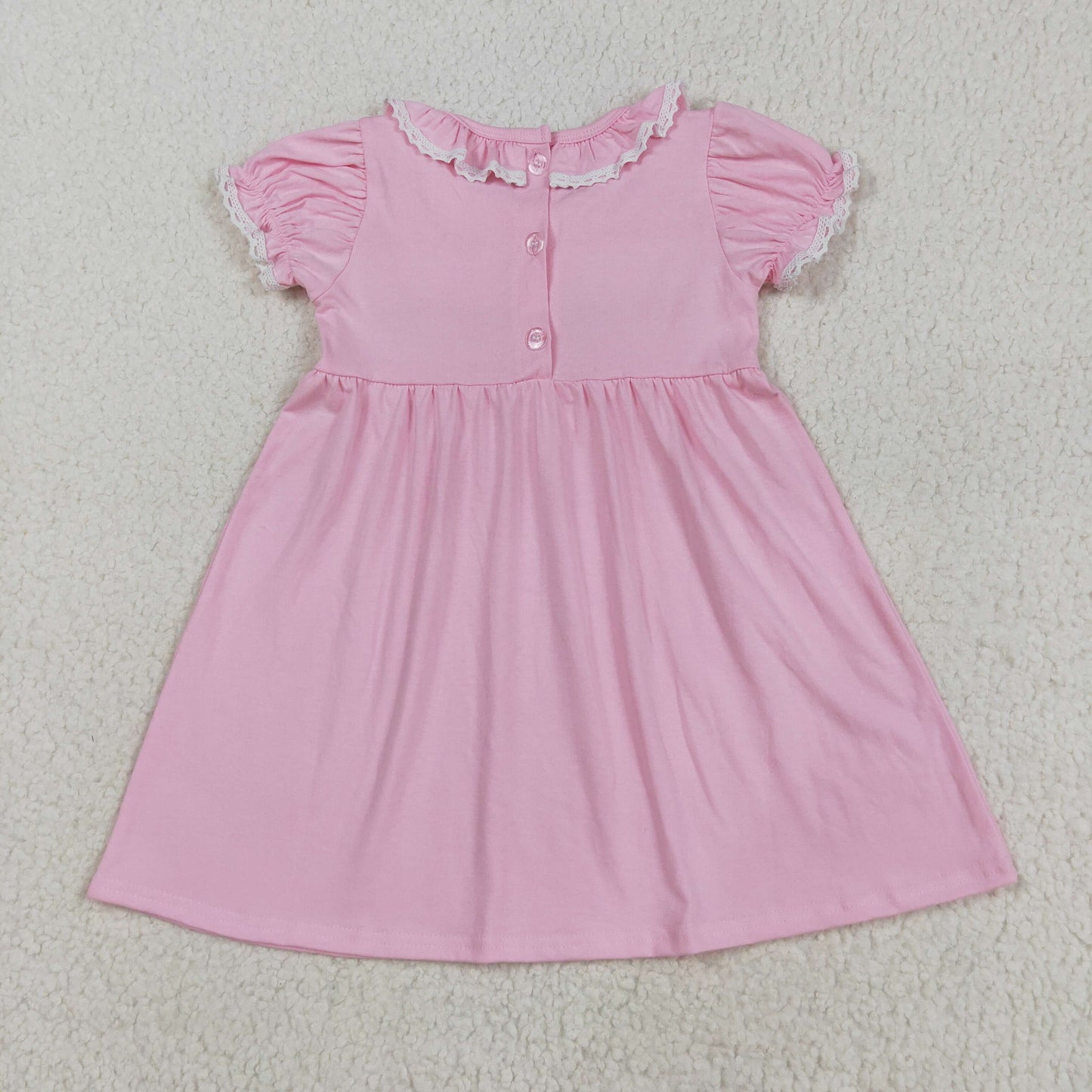 Smocked Embroidery Baby Girls Ruffle Sleeves Bows Knee Length Dresses