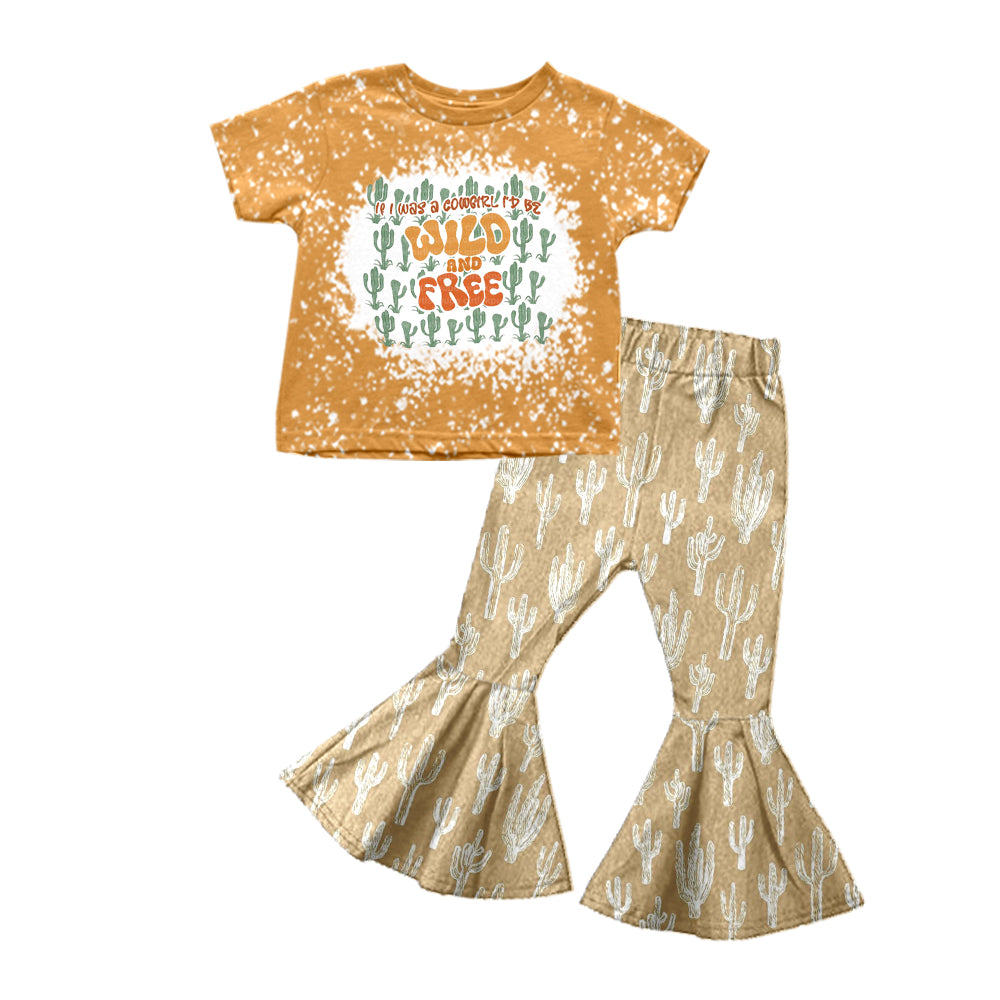 Baby Girls Western Wild Freen Tee Top Bell Pants Clothes Sets preorder(MOQ 5)