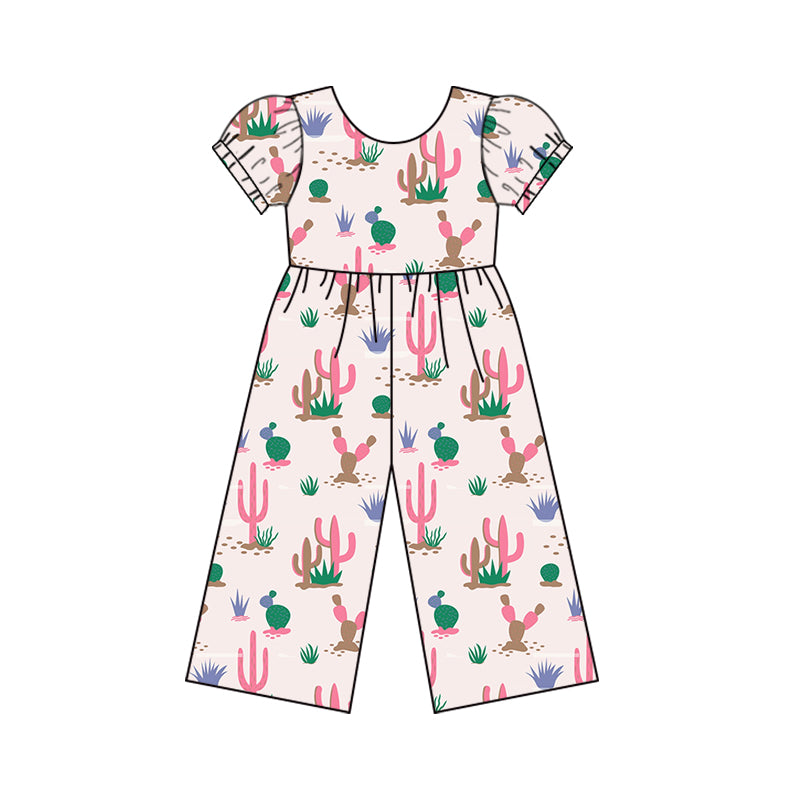 Baby Girls Pink Cactus Western Short Sleeve Top Pants Jumpsuits Preorder(moq 5)