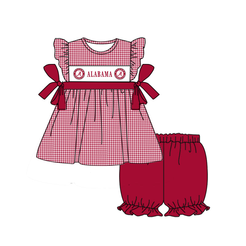 Baby Girls Alabama Bows Team Tops Elastic Shorts Clothes Sets preorder (moq 5)