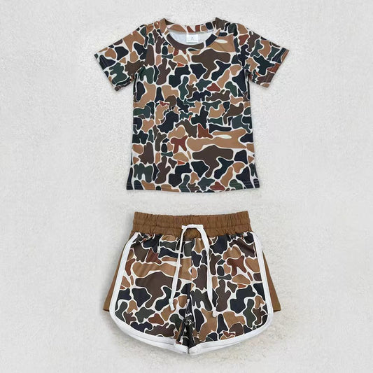 Baby Boys Girls Southern Dark Brown Camo Top Shorts Clothes Sets