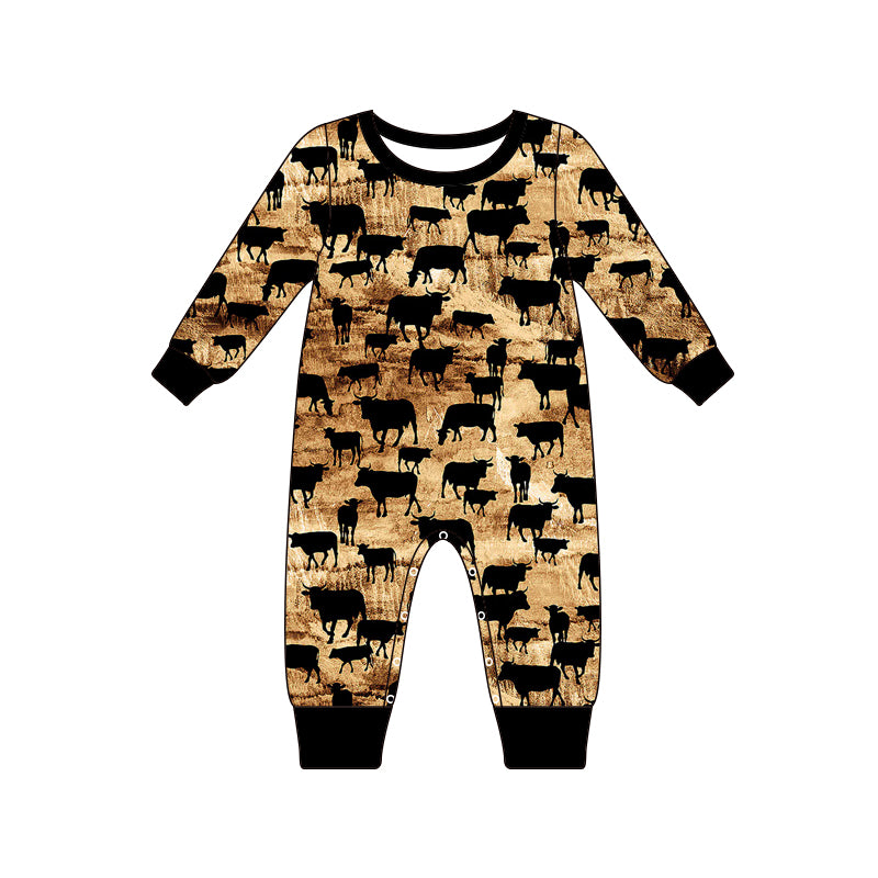 Baby Infant Boys Western Cows Black Rompers preorder(moq 5)