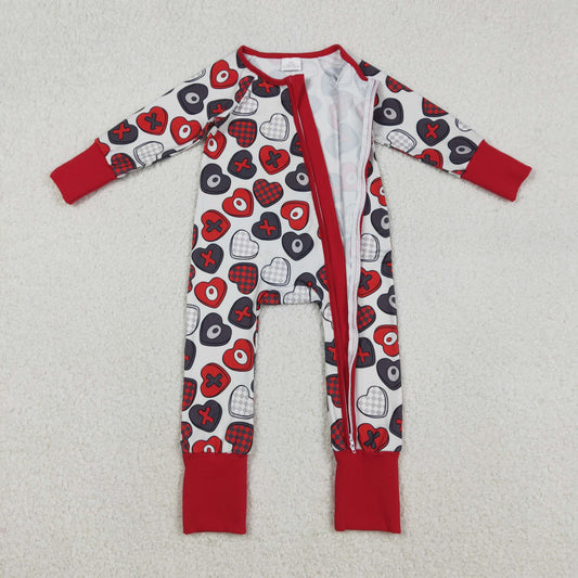 Baby Girls Hearts XOXO Valentines Two Way Zip Convertible Rompers