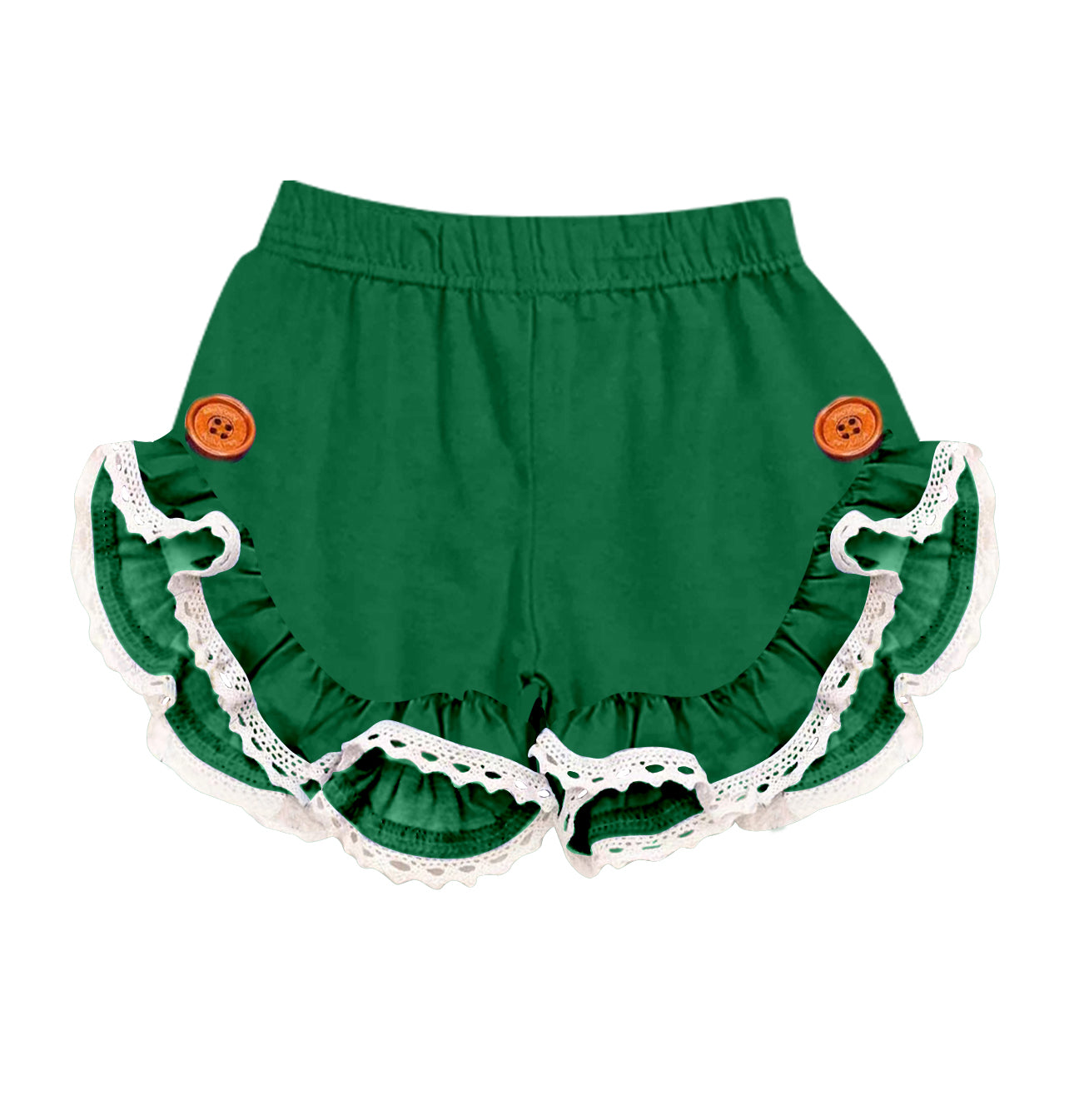 Baby Girls Dark Green Lace Ruffle Summer Shorts preorder(moq 5)