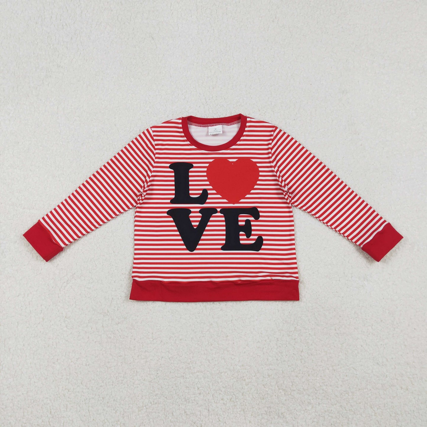Baby Girls Red Stripe Love Heart Valentine Tee Shirts Top