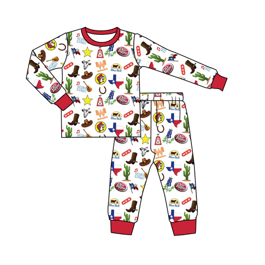 Baby Boys TX Western Tee Shirt Top Pants Pajamas Clothes Sets Preorder(moq 5)