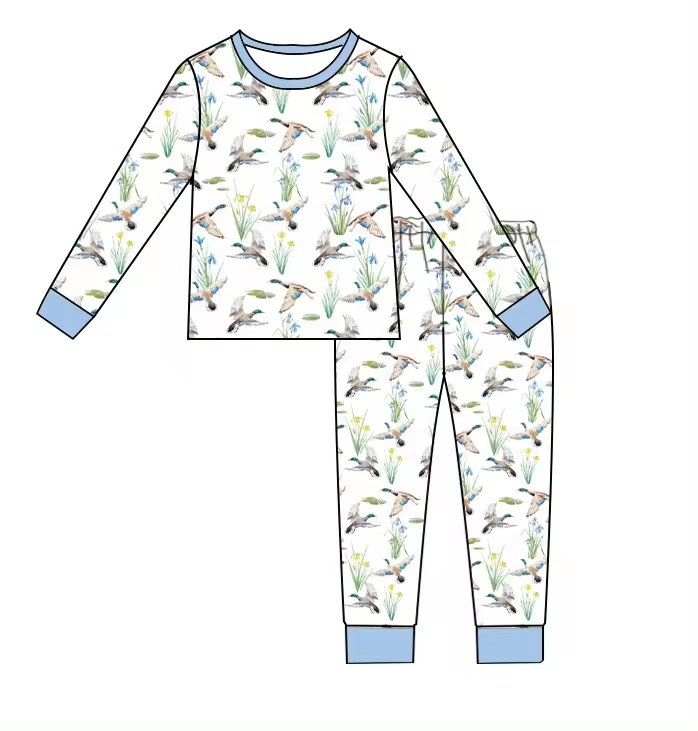 Baby Boys Ducks Long Sleeve Shirt Pants Pajamas Clothes Sets Preorder(moq 5)