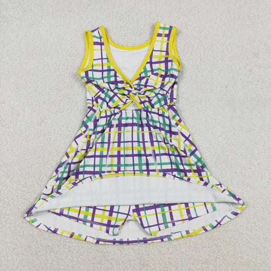Baby Girls Mardigras Checked Yoga Active Shorts Knee Length Dresses