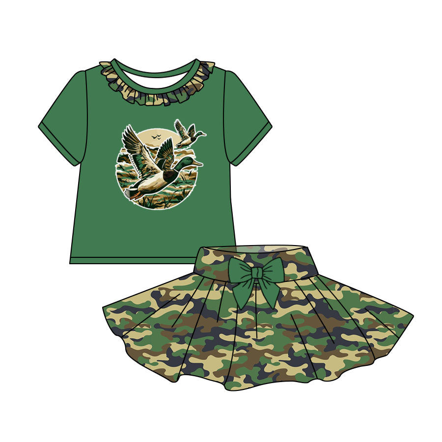 Baby Girls Green Duck Camo Shirt Skirts Clothes Sets preorder (moq 5)