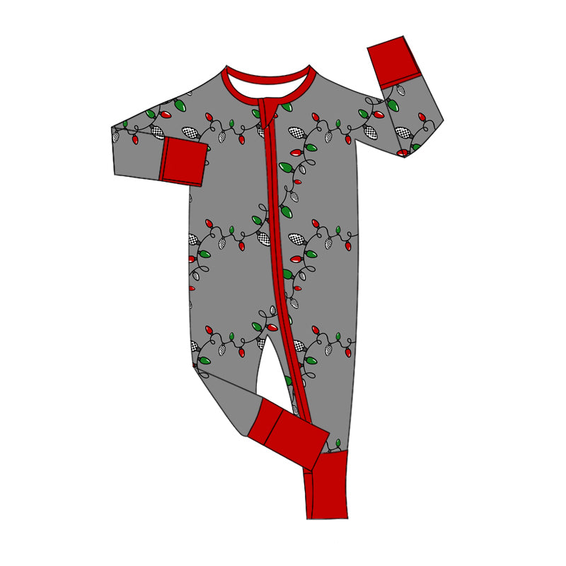 Baby Infant Boys Christmas Lights Zip Rompers preorder(moq 5)