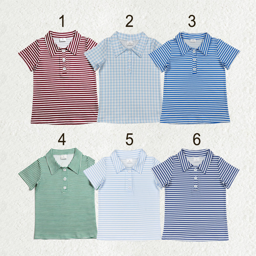 Sibling Baby Boys Short Sleeve Colorful Stripe Button Polo Shirts Tops