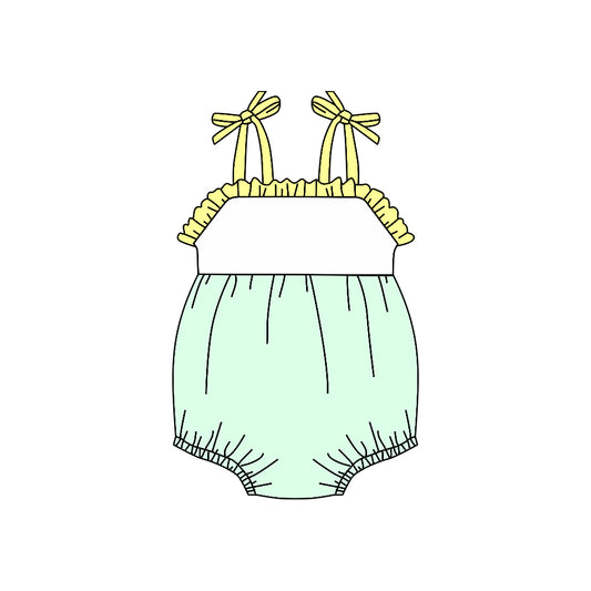 Preorder(moq 5)Baby Infant Girls Straps Green Summer Rompers