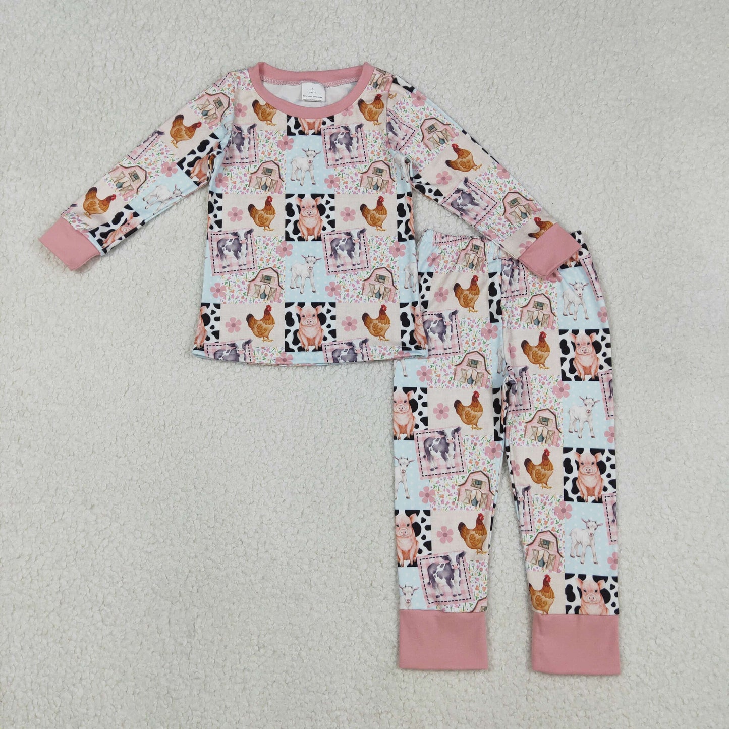 Baby Girls Pigs Chicks Top Pants Farm Pajamas Sets