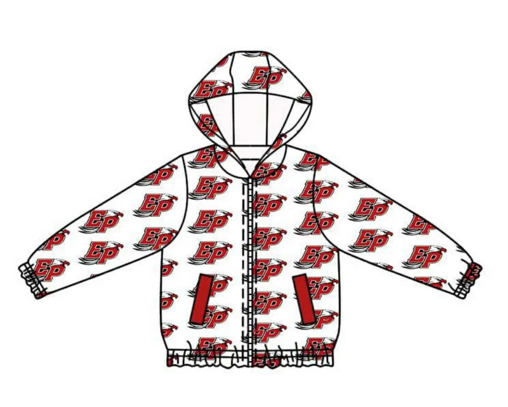 Preorder (moq 5)Baby Girls Red EP Team Zipper Hoodies Tops