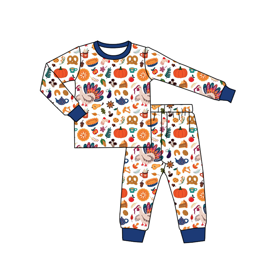 Baby Boys Thanksgiving Turkey Shirt Pants Pajamas Clothes Sets Preorder(moq 5)