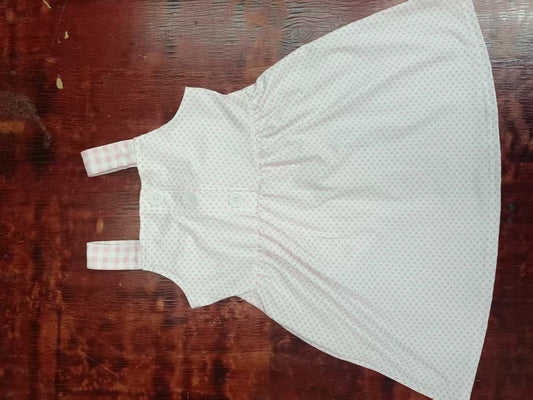Preorder moq 5 Baby Girls Strap Polka Dots Pink Plaid Bow Knee Length Dress