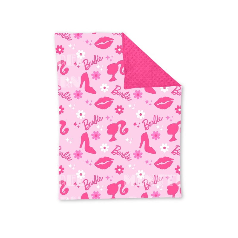Baby Girls Doll Pink Flowers Minky Blankets preorder(moq 5)
