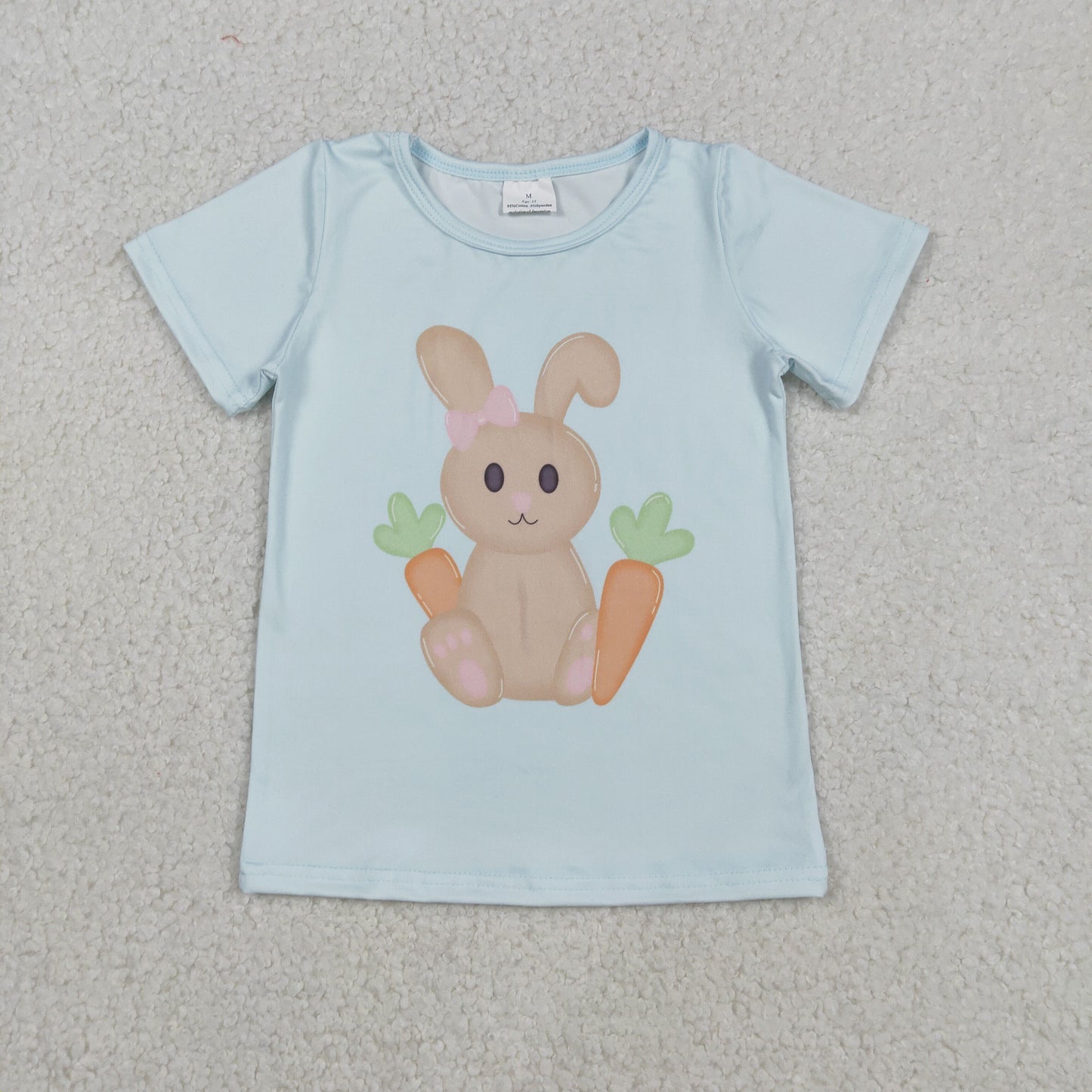 Baby Girls Short Sleeve Rabbits Carrots Easter T-shirts Top