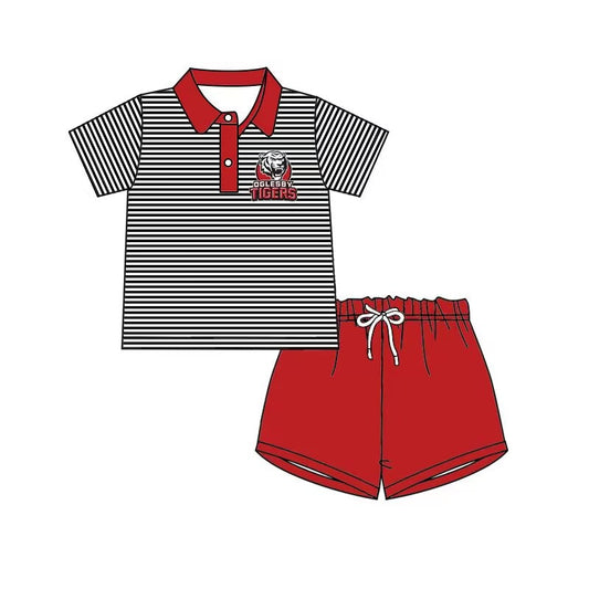 Baby Boys Tigers Stripes Buttons Shirt Shorts Clothes Sets Preorder(moq 5)