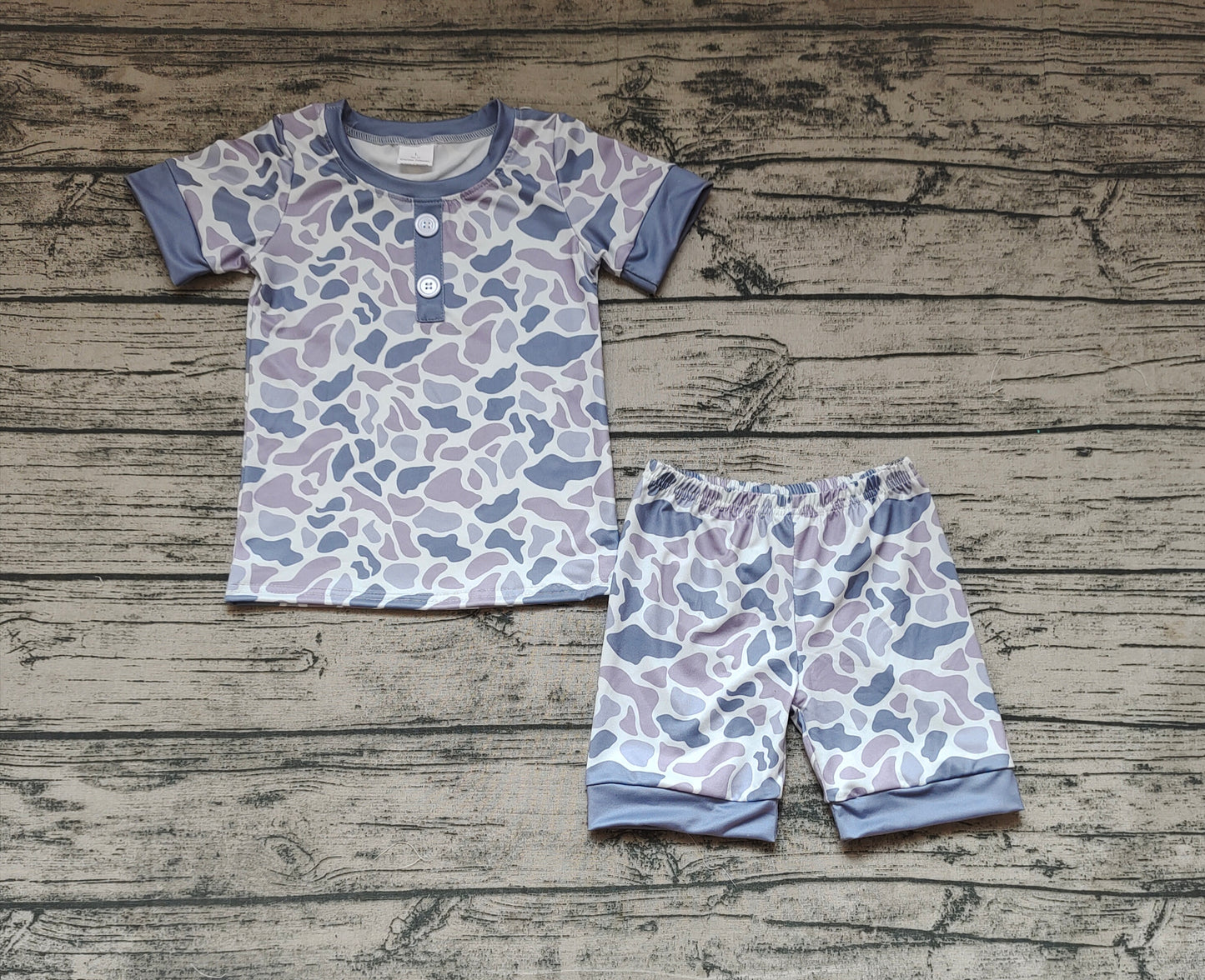 Baby Boys Camo Buttons Shirt Top Shorts Pajamas Clothes Sets