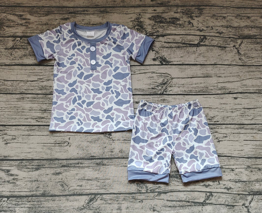 Baby Boys Camo Buttons Shirt Top Shorts Pajamas Clothes Sets