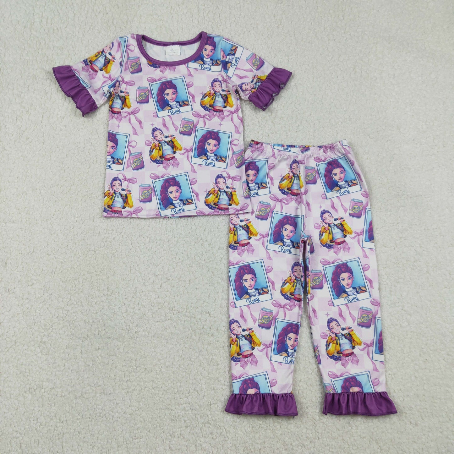 Baby Girls Demon Hunter Photos Top Ruffle Pants Pajamas Sets