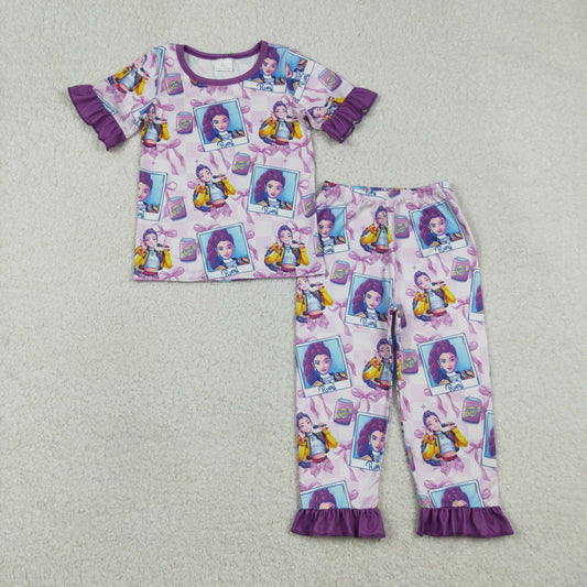 Baby Girls Demon Hunter Photos Top Ruffle Pants Pajamas Sets