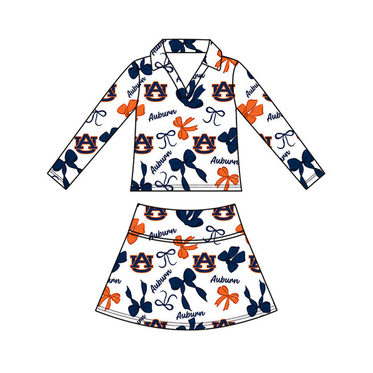 Preorder (moq 5)Baby Girls Bows AU Top Skirt Short Team Clothes Set