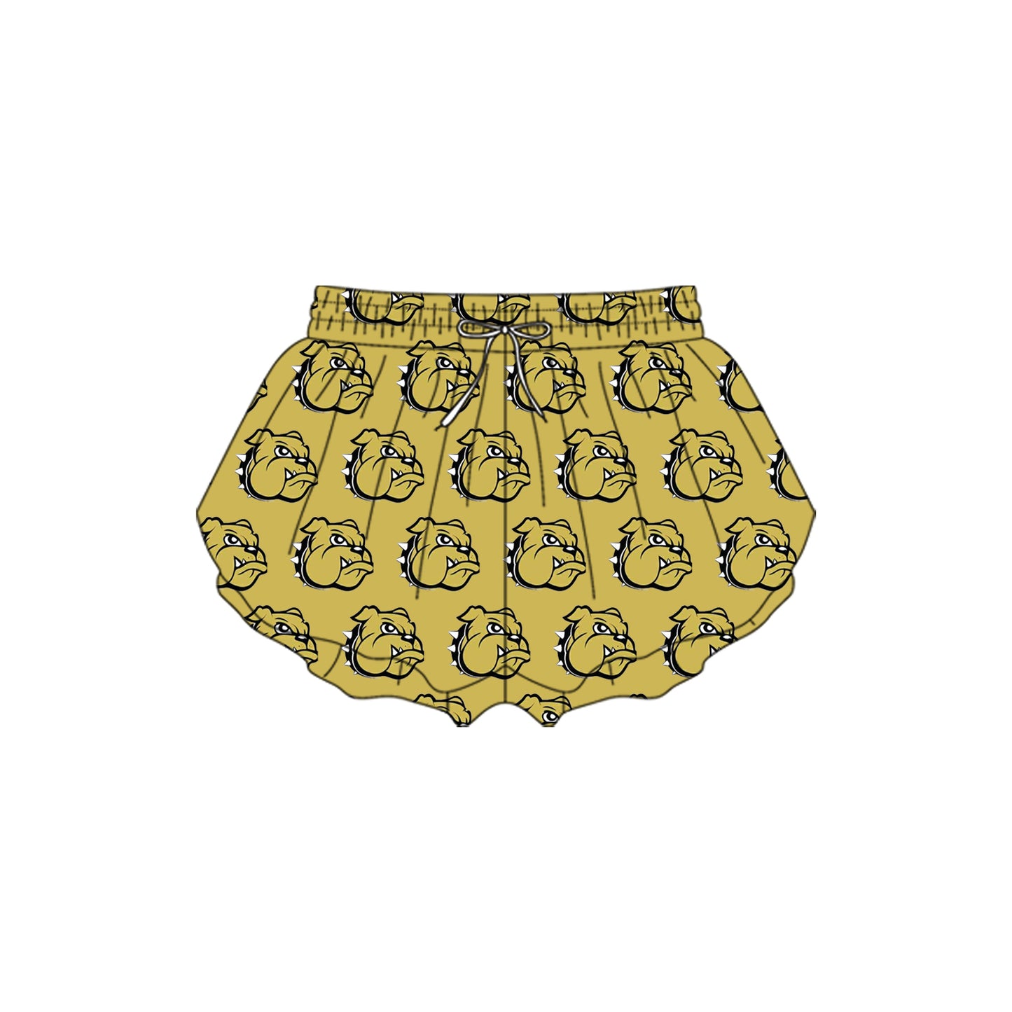 Preorder(moq 5) Baby Girls Yellow Bulldogs Plaid Yoga Team Ruffle Shorts