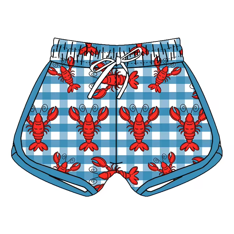 Baby Girls Summer Crawfish Checkered Sports Shorts Bottoms Preorder(moq 5)