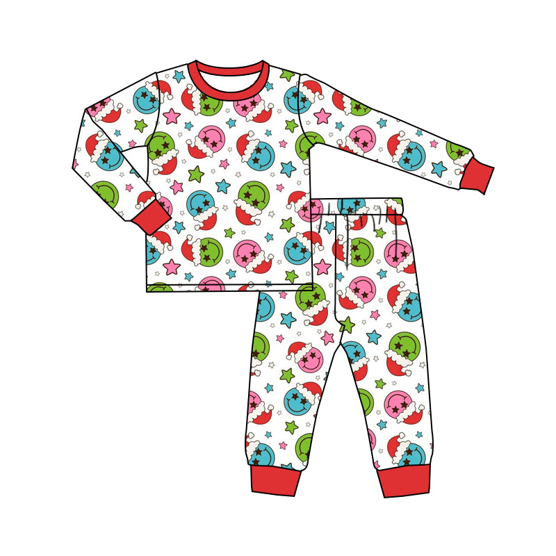 Baby Boys Christmas Smile Shirt Pants Pajamas Clothes Sets Preorder(moq 5)