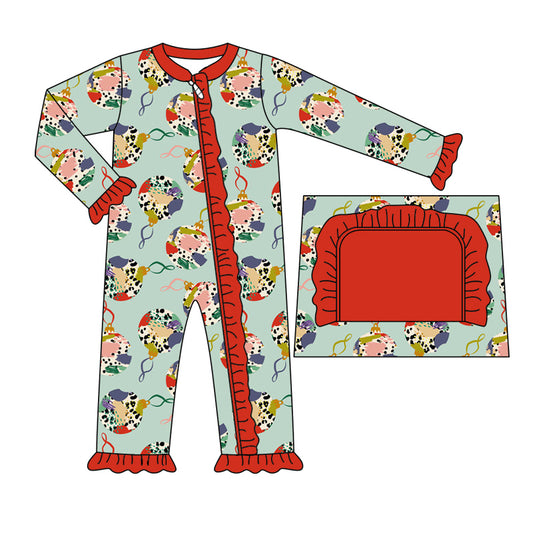 Baby Infant Girls Christmas Balls Zip Rompers preorder(moq 5)