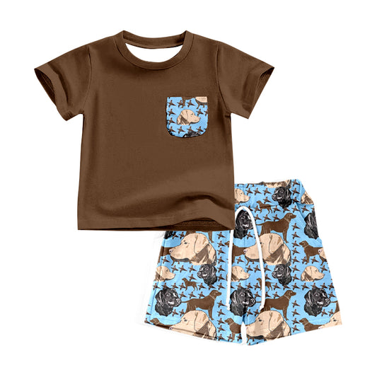 Baby Boys Dog Pocket Shirt Shorts Clothes Sets preorder(moq 5)