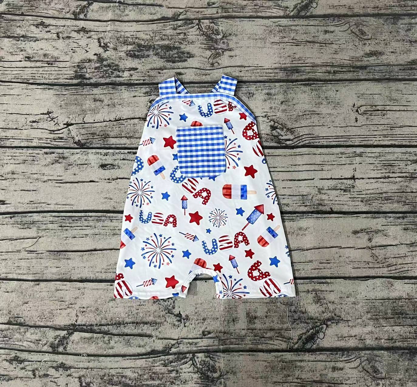 Baby Infant Boys Pocket 4th Of July USA Rompers