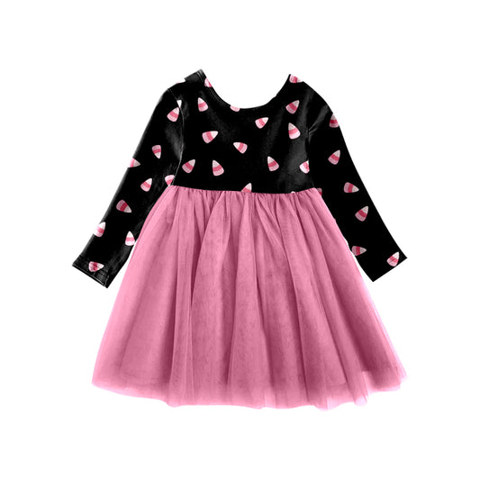 Baby Girls Black Pink Candy Tutu Knee Length Dresses Preorder(moq 5)