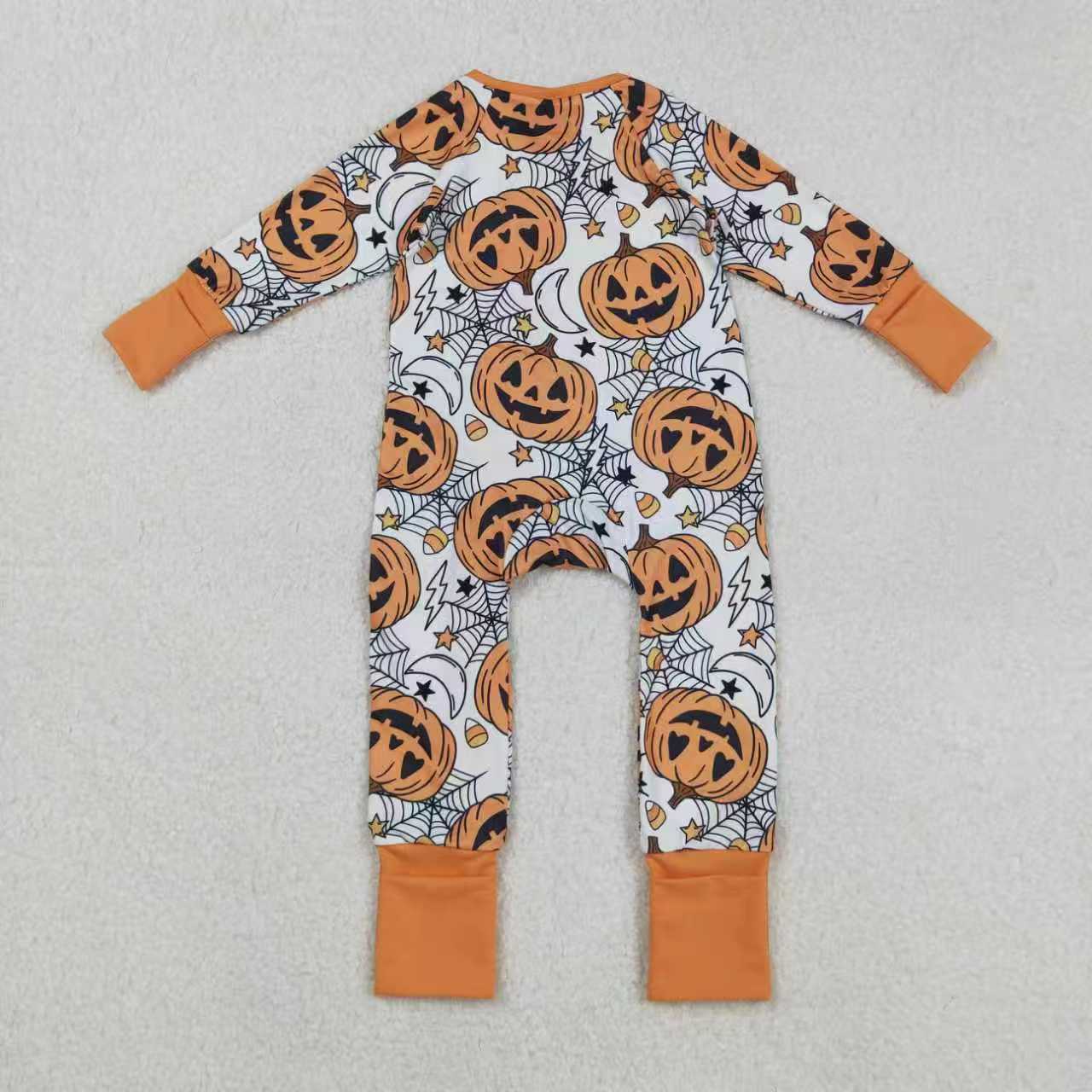Sibling Baby Boys Girls Ghost Pumpkins Halloween Pajamas Sets Rompers Knee Length Dresses