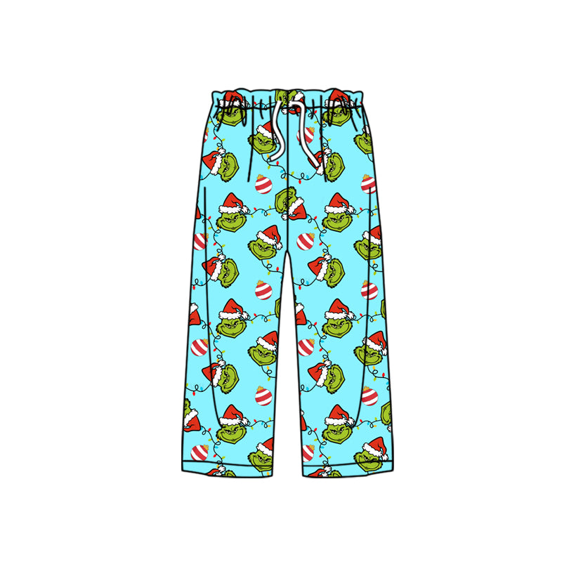 Adult Men Christmas Green Face Bottoms Pants Pajamas Preorder(moq 5)