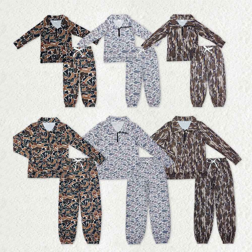 Mama and Me Southern Camo Zipper Pullover Top Pockets Jogger Pants Clothes Sets