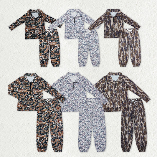 Mama and Me Southern Camo Zipper Pullover Top Pockets Jogger Pants Clothes Sets