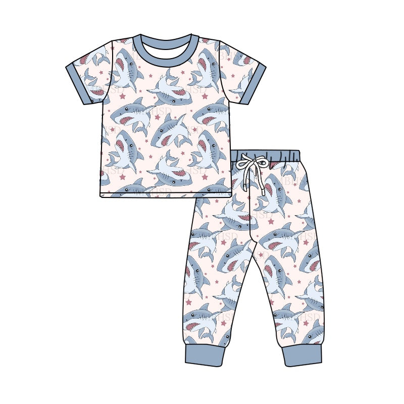 Baby Boys Shark Shirt Pants Pajamas Western Clothes Sets preorder(moq 5)