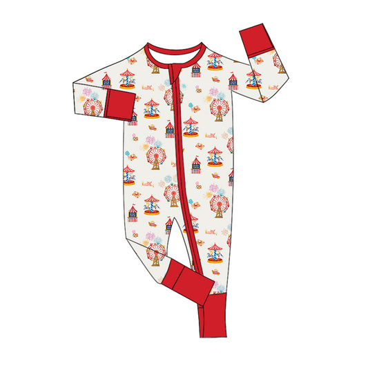 Baby Infant Play Ground Red Fair Zip Rompers preorder(moq 5)