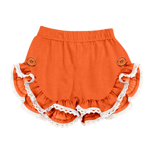 Baby Girls Orange Lace Ruffle Summer Shorts preorder(moq 5)