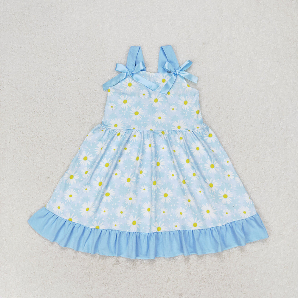 Baby Girls Daisy Flowers Bows Summer Sibling Dresses Clothes Sets