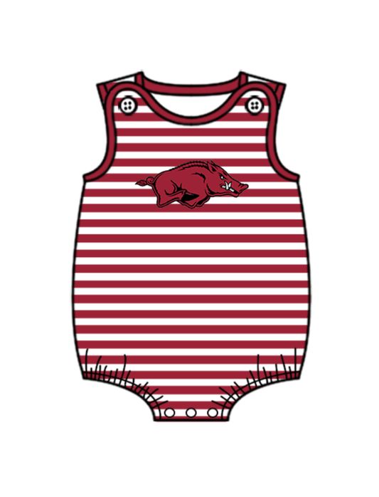 Preorder (moq 5)Baby Boys Red Stripe Bulls Team Rompers