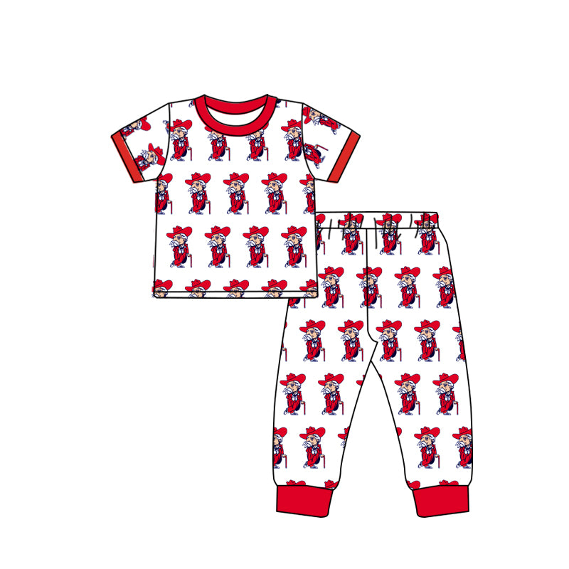 Baby Boys Rebe Team Short Sleeve Shirt Red Pants Pajamas Clothing Sets Preorder(moq 5)